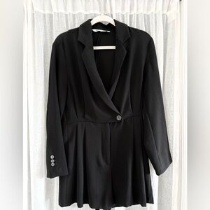 Zara Black Longsleeve Collared Romper Size L